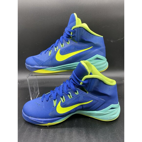 Nike Lunar Hyperdunk 2014 Blue Green Basketball Sneaker Youth Size 7Y 654252-400 - Picture 2 of 7